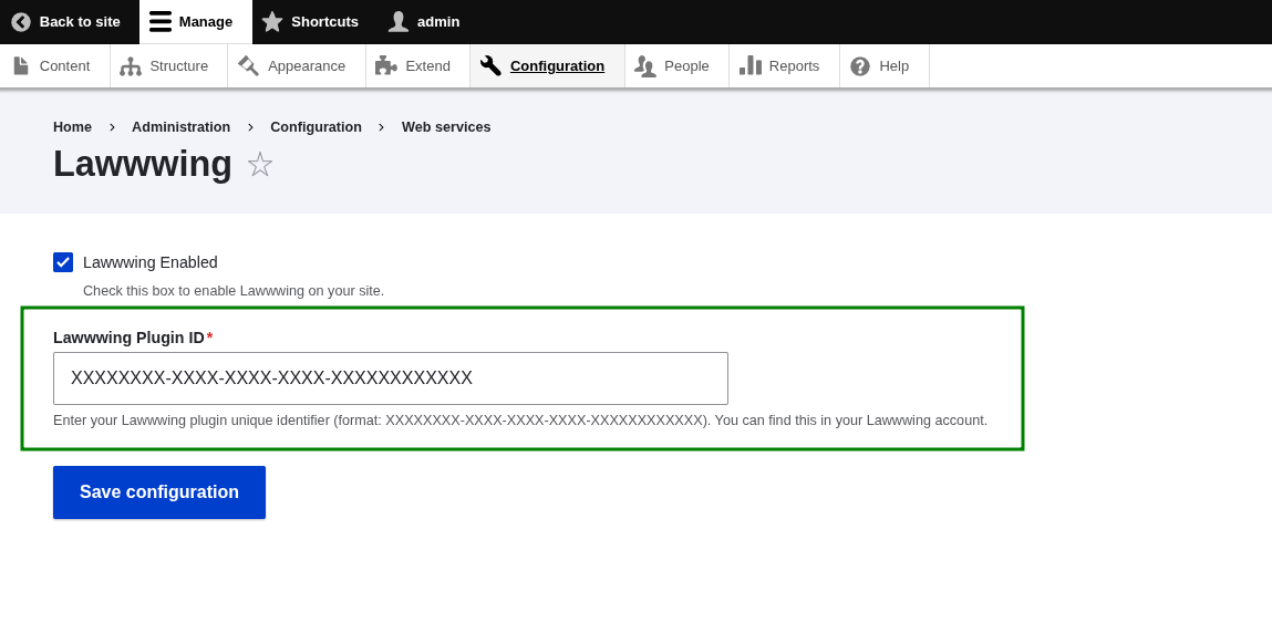 Configuración de Lawwwing en Drupal