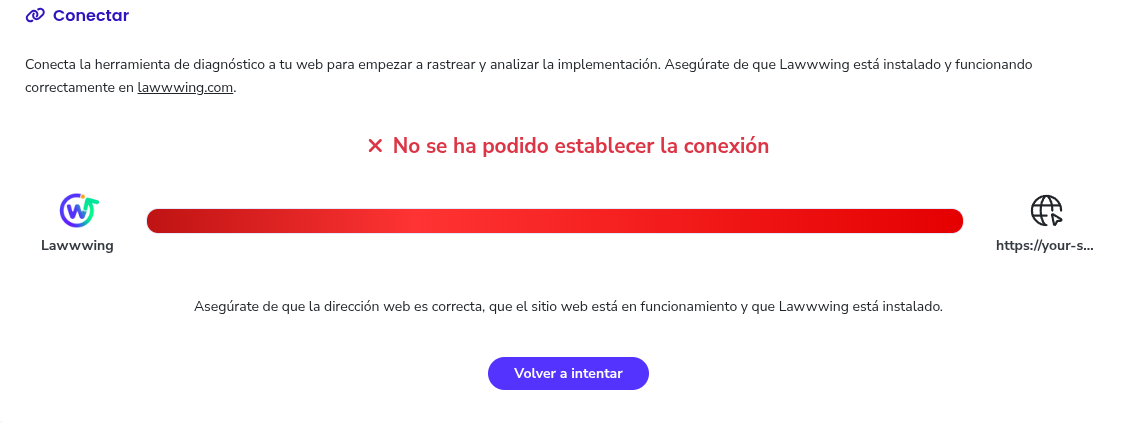 No se ha podido conectar a la herramienta de diagnóstico