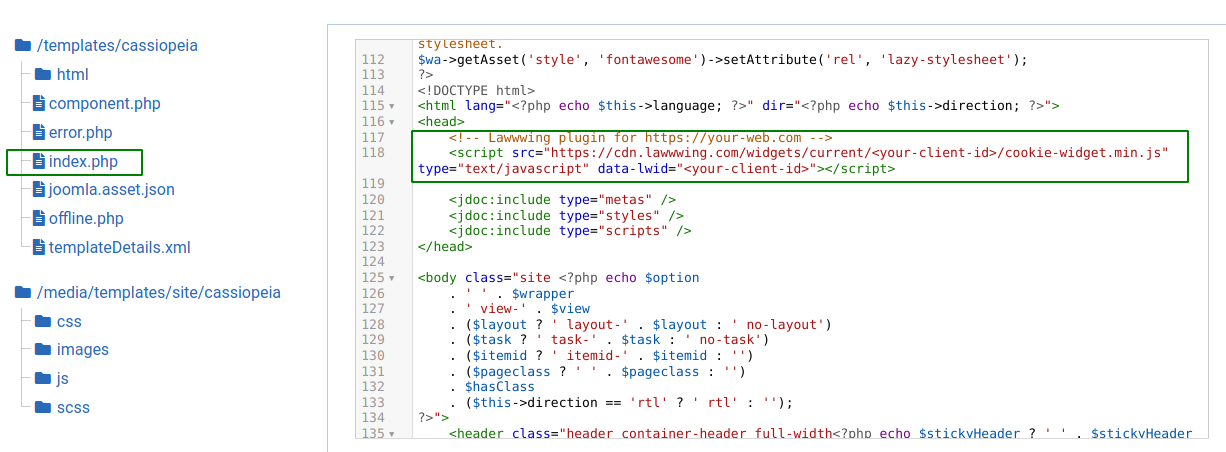 Paste lawwwing on joomla