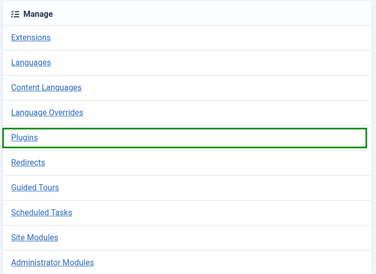 Joomla Manage Plugin