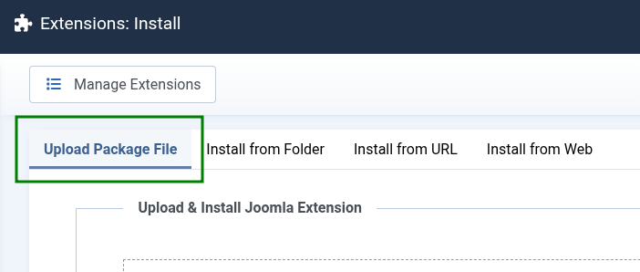 Joomla Upload Package File