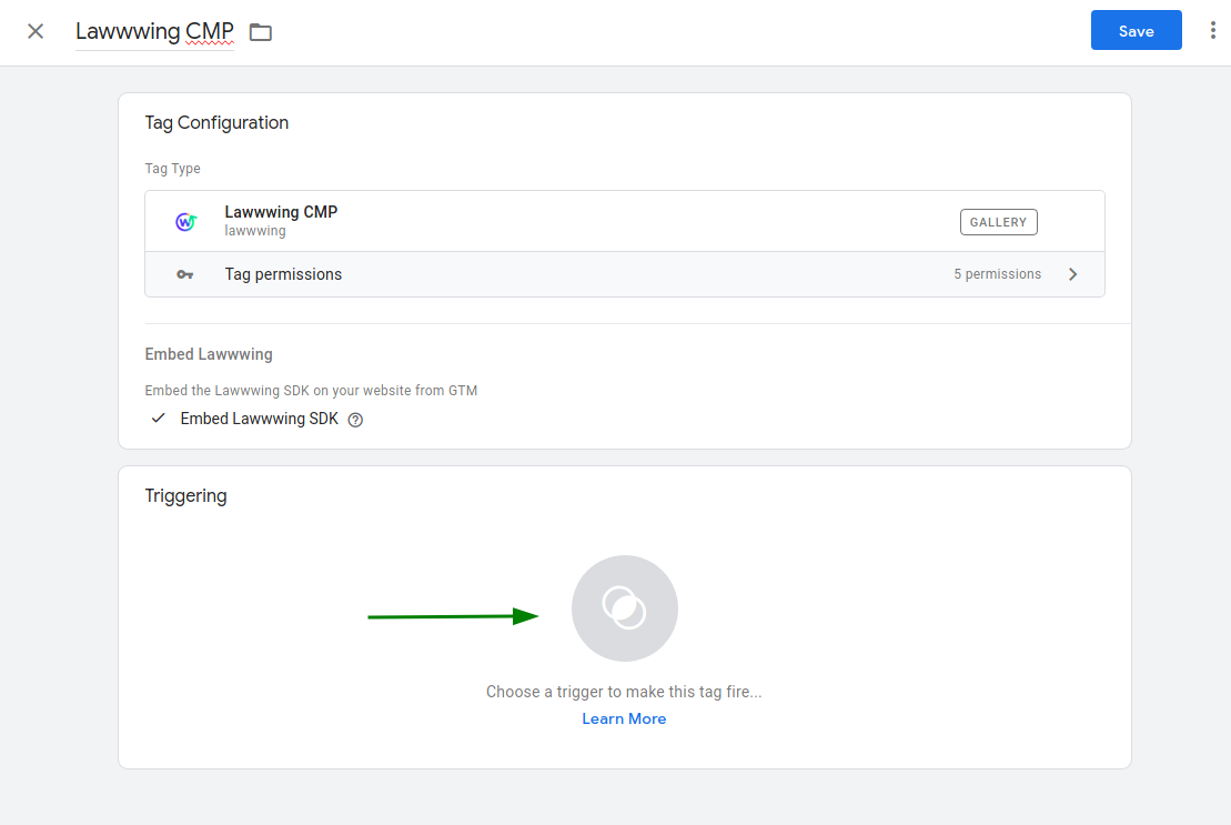 Tag manager configure trigger