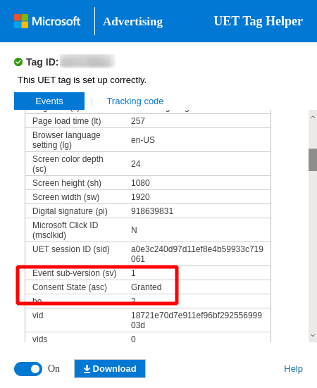 UET TAG Helper Consent