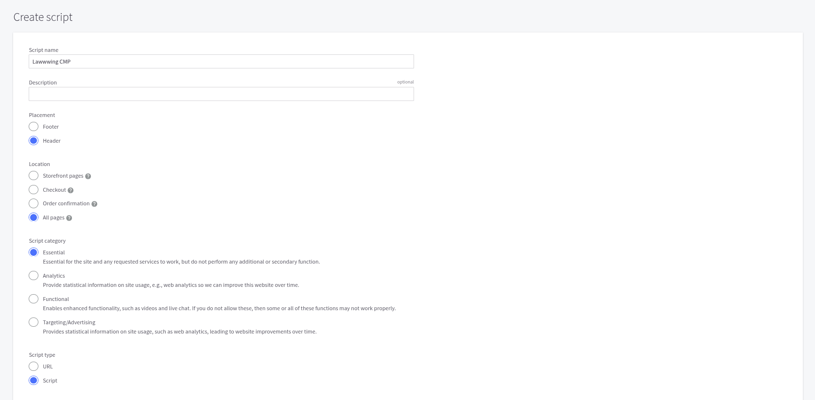 Create a script in BigCommerce
